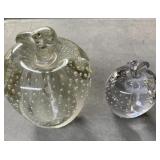 matching glass apple paperweight lot art glass