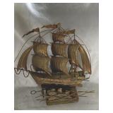 Vintage tin metal sailboat ship approx 6x8'