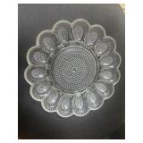 Vintage Indian glass hobnail deviled egg tray