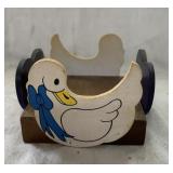Vintage wooden duck napkin holder tray