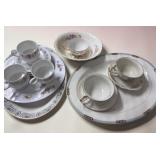 Rose teacups saucers plates lot