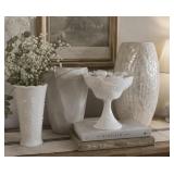 White Milk Glass and Shell Vase Pedestal lot
