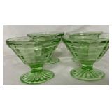 Matching Vaseline uranium sherbet glasses set of 4