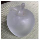 Frosted glass Apple paperweight art glass