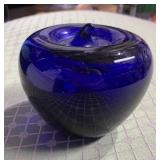 Cobalt blue glass apple paperweight art glass