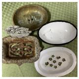 Vintage cast iron brass soap dish lot - super cut