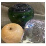 marble stone glass art apple lot stems broken