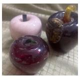 glass apple lot - stem might be broken cant tell