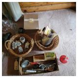 Glasses, Decanters, Basket,