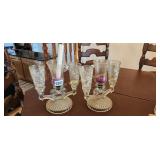 Vintage Glass Candelabra with Etched Design