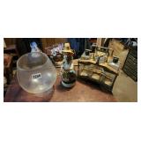 Vintage MCM Portable Bar, Glass Bottles and Lock