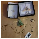 Christmas Tree Pin, Angel Pin