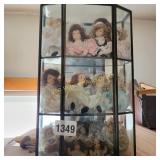 2 Small Deisplay Cases and Dolls