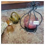 Hobnail Bell, Glass Basket,