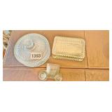 Vintage Avon Diamond Cut  Clear Glass Rd Dish