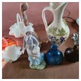 Vintage Milk Glass, Hand Made Pitcher Vase,