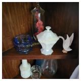 Hob Nail Milk Glass, Vtg Cobalt Blue Jus De Fruits