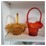 Vintage Amber Baskets, Milk Glass