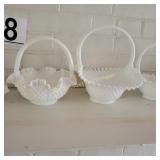White Milk Glass Baskets, and Swans