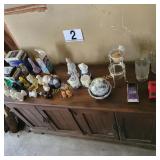 Glass, Figurines and Cabinet