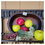 Wood Bowl and Fake Fruit