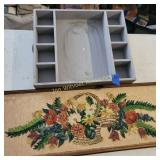 Wood Tray , Vintage Plastic Art