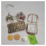 Belt Buckles, John Deere Ornaments, Tokens