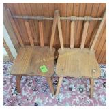 2 Small Vintage Wood Kids Chairs