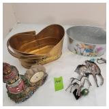 Planters, Metal Horse Chime, Lighthouse Clock