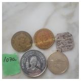 Tokens Abe Loncoln, George Washington, Queen