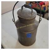 Primitive Early Metal Milk Can with Handle