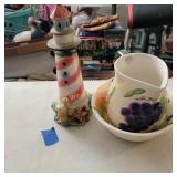 Light House, Bowl and Pitcher