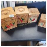 Vintage Wooden Cock Canister Set