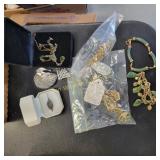 925 Ring, Trifari Gold Bracelet/Earrings Green