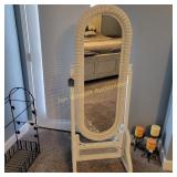 White Wicker Stand Up Mirror