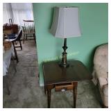 Side Table with Fold Up Ends, And Lamp
