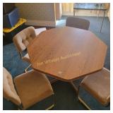 Octagon Table With 4 Vintage Cantilever Dining