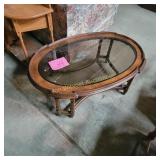Beveled Glass Coffee Table 44x29x17  vtg