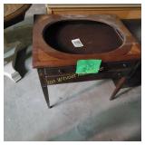 Oval Inlaid End Table, missing Round Glass