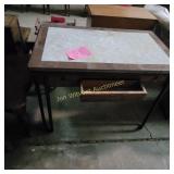 Vtg Enamel  Top Kit Table , Pull Out Leaves