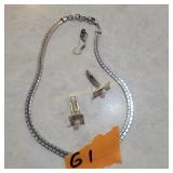 Silver Cuff Links, Earring, Necklace possible