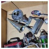 Collector Spoons, Cow Bell, Pencil Sharpener