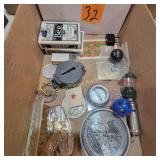 Belt Buckle, Compass, Playing Cards