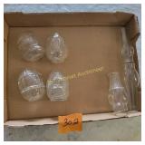 Vtg Glass Waters, Small Oil Lamp Chimneys