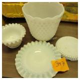 Hobnail Fluted Milk Glass