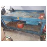 Work Bench with Grinder and Motor Attached