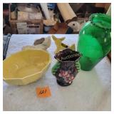 Vtg Green Vase, Character Planters