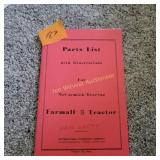 Farmall B Tractor Parts List