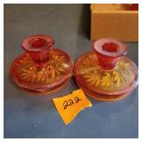 Antique Northwood Marigold  Candle Holders