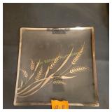 Vtg Glass Serving Tray wheat Design